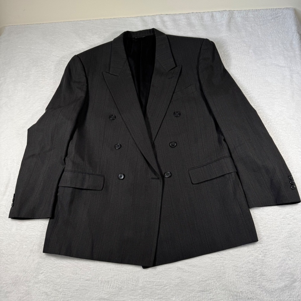 Savile Row Blazer Mens 46 Charcoal Grey Double Breasted Pinstripe Canada